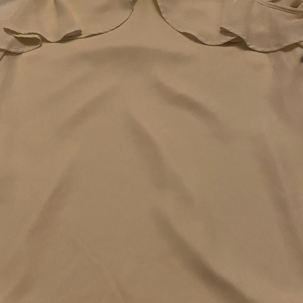 Roz&Ali  Women's Ruffle Collar Blouse Size S Cream Color